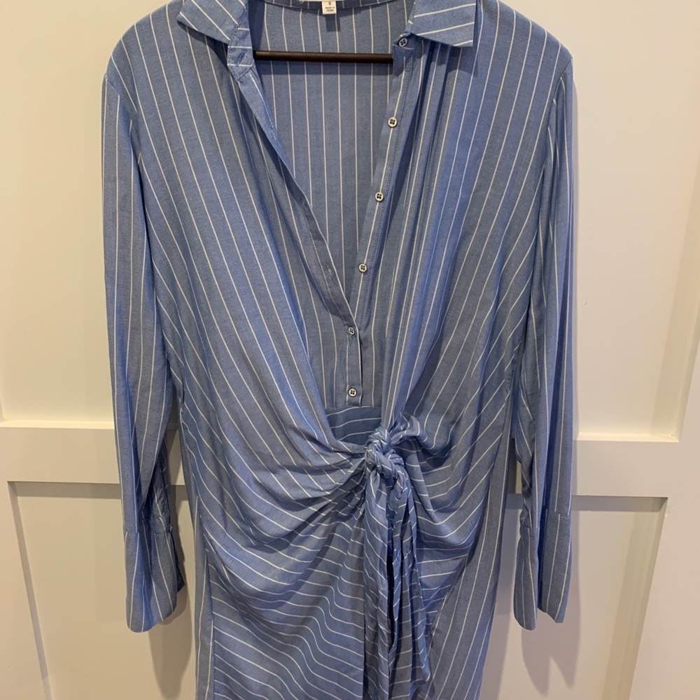 Shirt dress with tied front